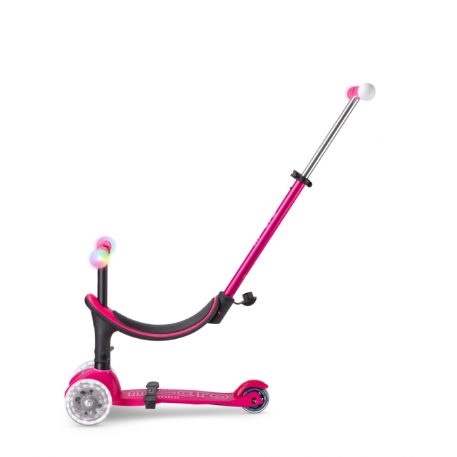 MICRO 3-hjulig sparkcykel Mini2Grow Deluxe Magic LED rosa