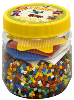 HAMA Beads and pegboards in tub 4000 pcs | XS Leksaker | XS